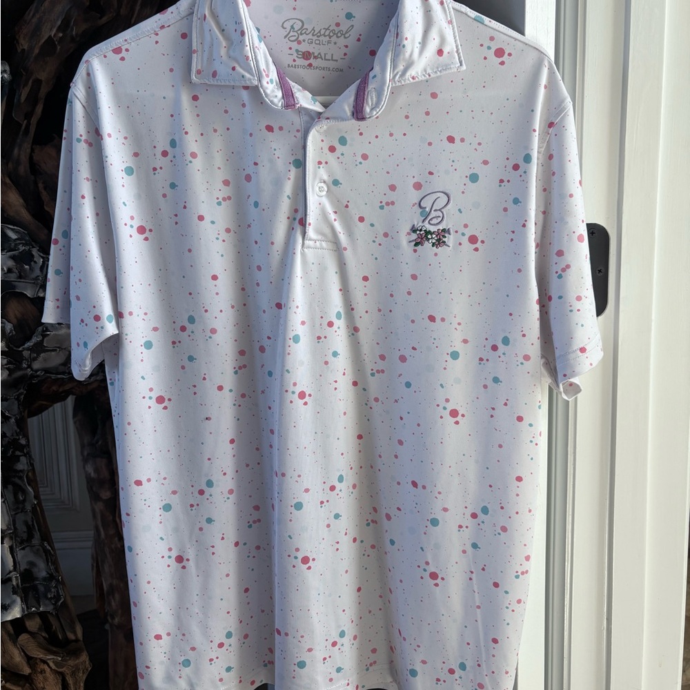 Men’s Barstool Golf Polo with Colorful Splatter